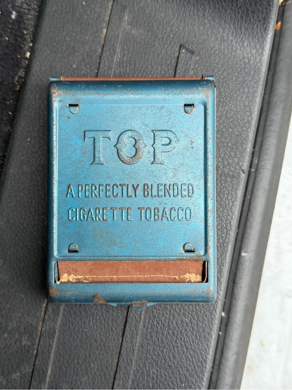 TOP Vintage Blue Cigarette Tobacco Roller Metal Case Perfectly Blended